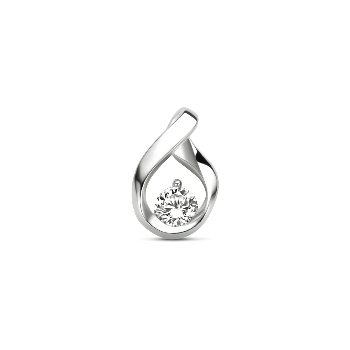 Druppelvorm hanger met zirkonia zilver - 14 x 9.5 mm