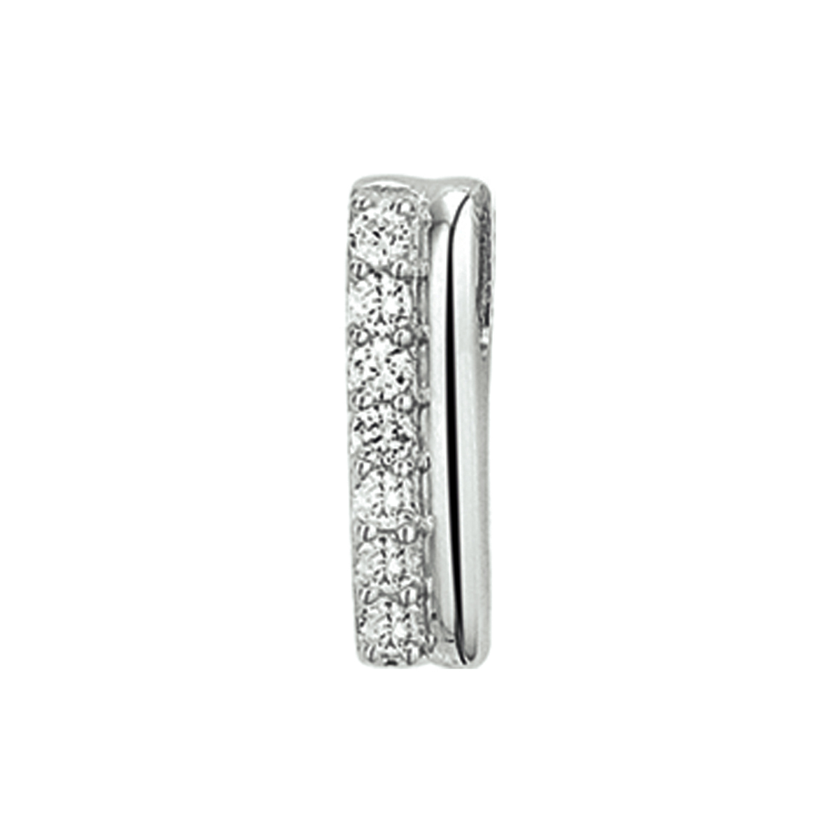 Zilveren hanger met zirkonia's gerhodineerd - 15.5 x 4.5 mm