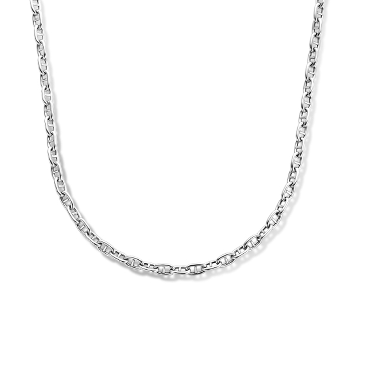 Gerhodineerd zilveren ankerketting 4 mm breed - Lengte 40 + 4 cm