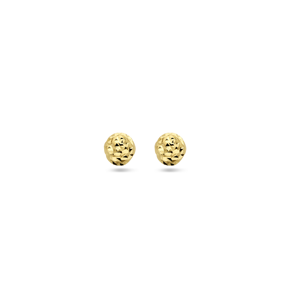 Gouden oorknopjes met rond gediamanteerd bolletje - Diameter 3.5 mm