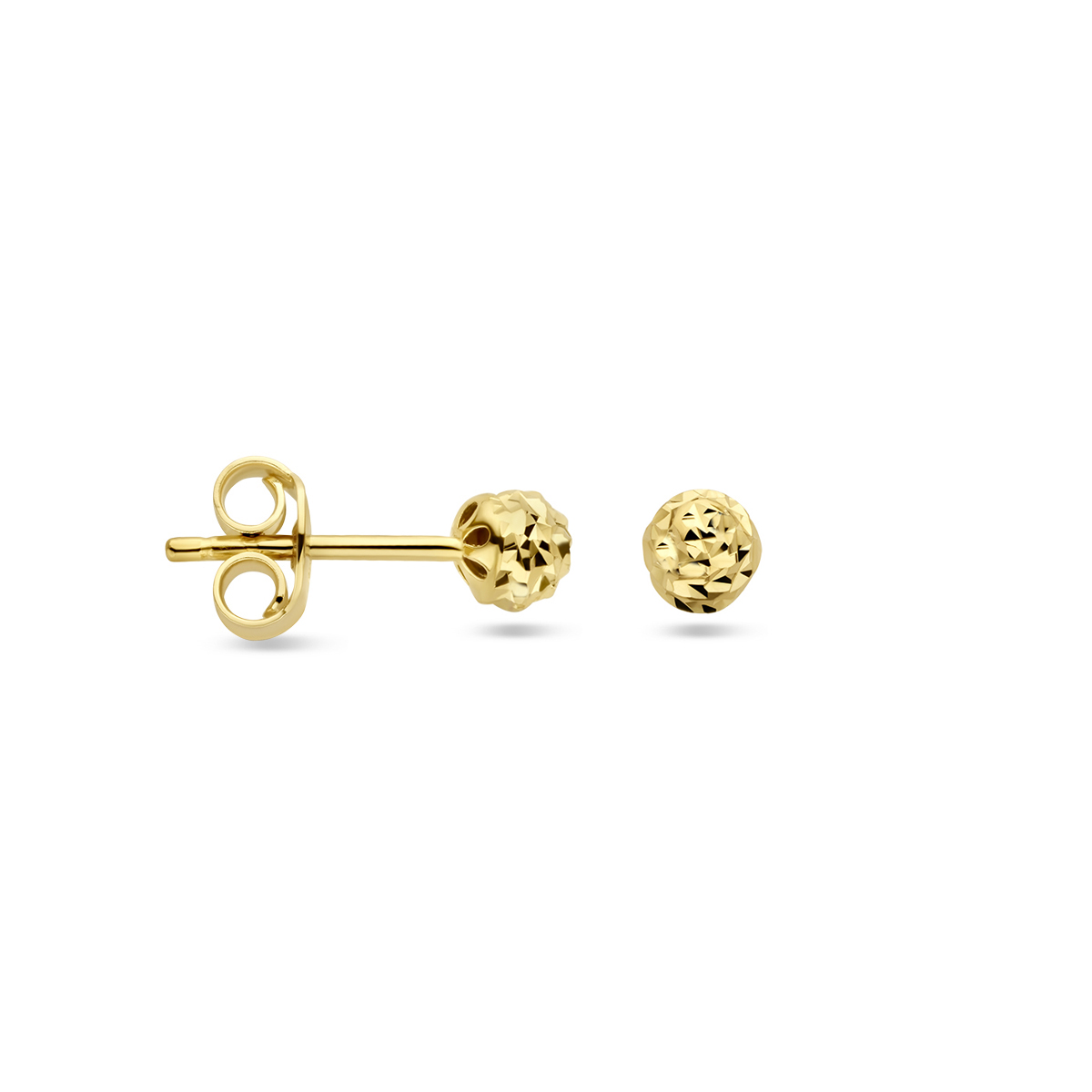 Gouden oorknopjes met rond gediamanteerd bolletje - Diameter 3.5 mm