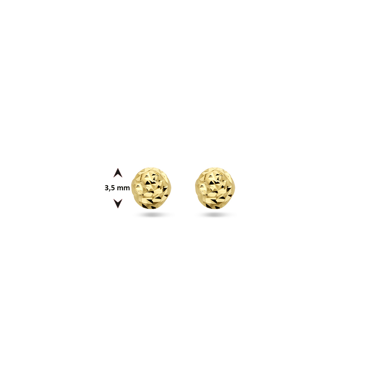 Gouden oorknopjes met rond gediamanteerd bolletje - Diameter 3.5 mm
