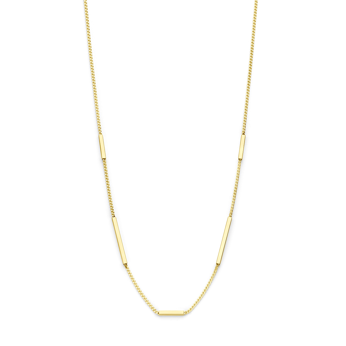 14-karaat gouden gourmet schakelketting met staafjes - Lengte 40-42-44-cm