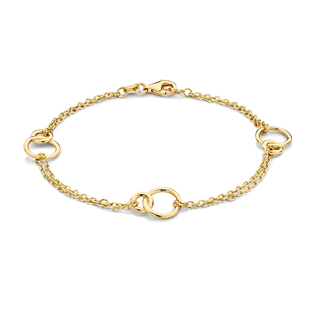 Luxe gouden armband met opengewerkte rondjes - Lengte 19 cm