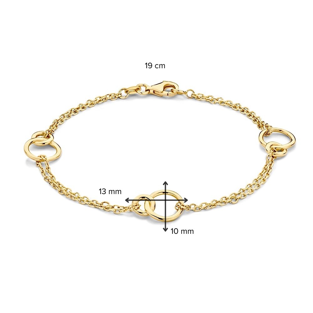 Luxe gouden armband met opengewerkte rondjes - Lengte 19 cm