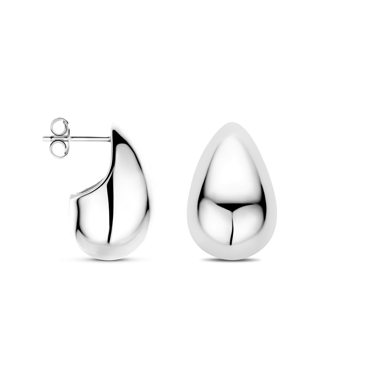 Glanzende en bolle druppel oorknoppen 12.5 mm breed - Hoogte 20 mm