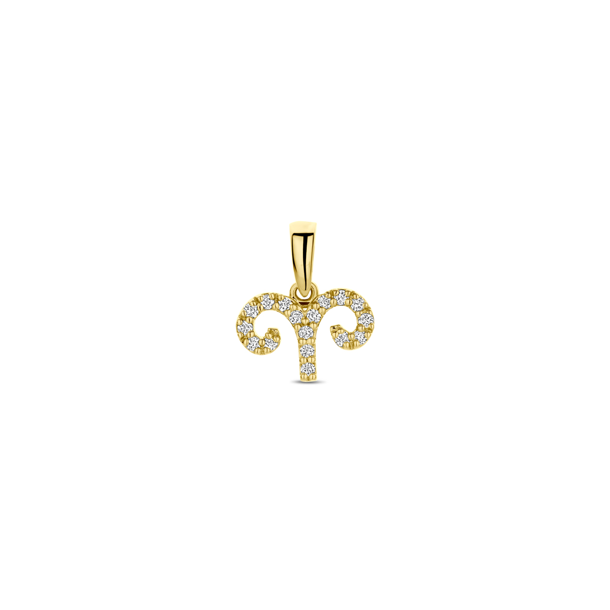 Gouden diamanten sterrenbeeld hanger 0.07 crt hoogte 13 mm - Weegschaal