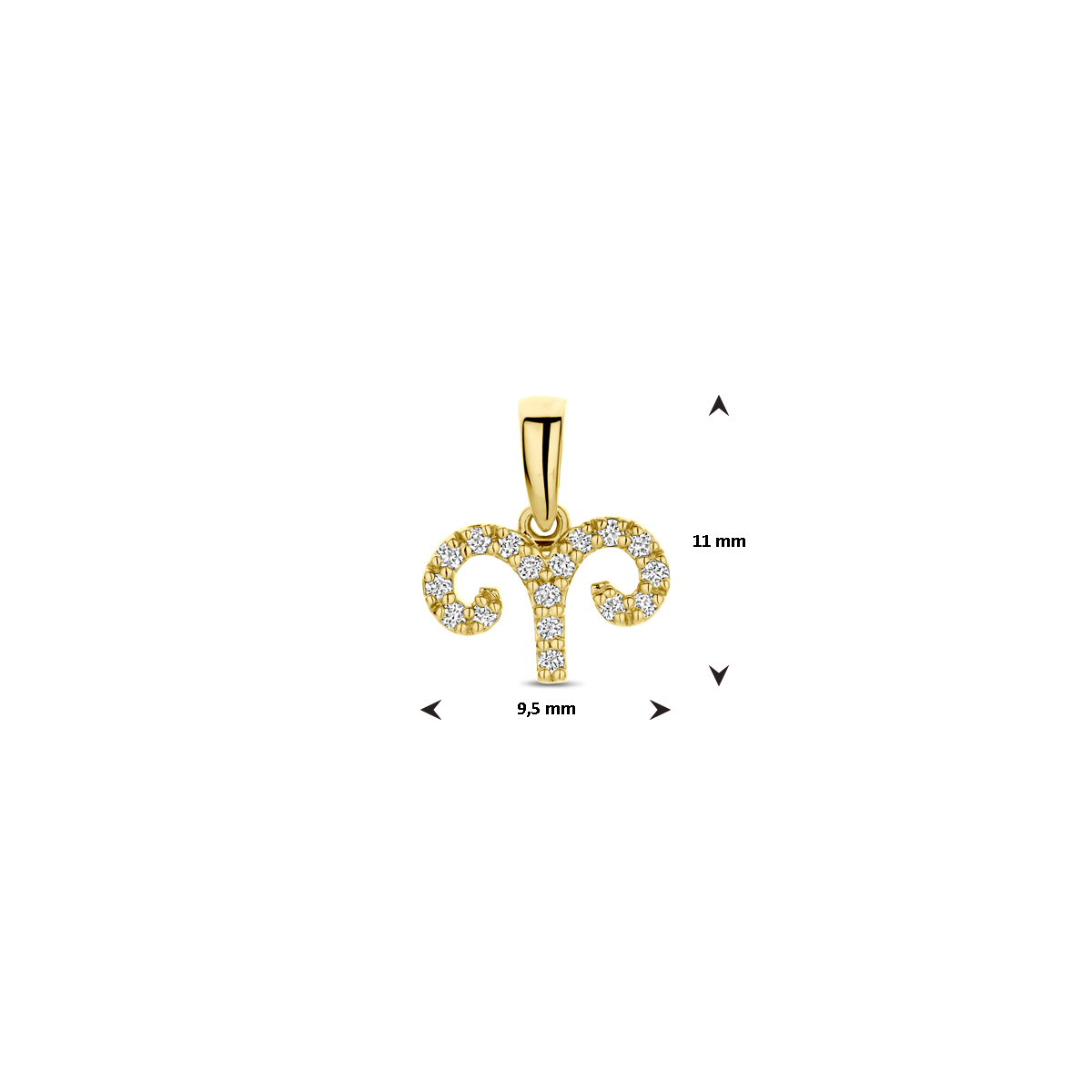 Gouden diamanten sterrenbeeld hanger 0.07 crt hoogte 13 mm - Weegschaal