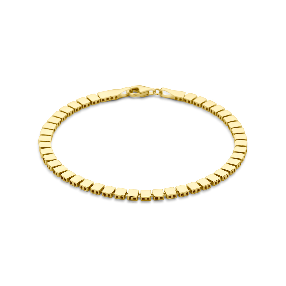 14-karaat gouden armband met vierkante schakels 3.9 mm breed - Lengte 19 cm