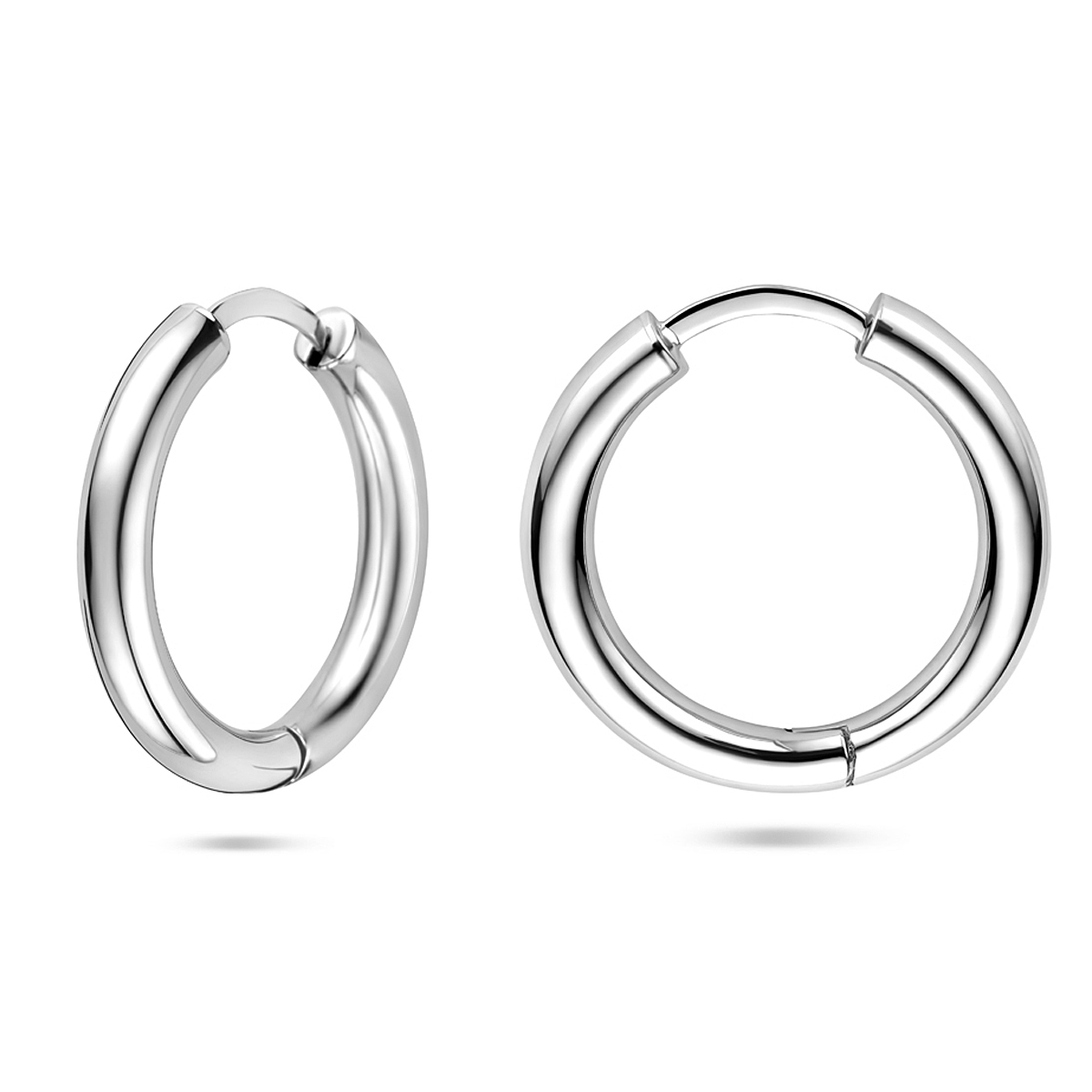925 zilveren oorringen met glanzende afwerking 3.5 mm breed - Diameter 18.5 mm