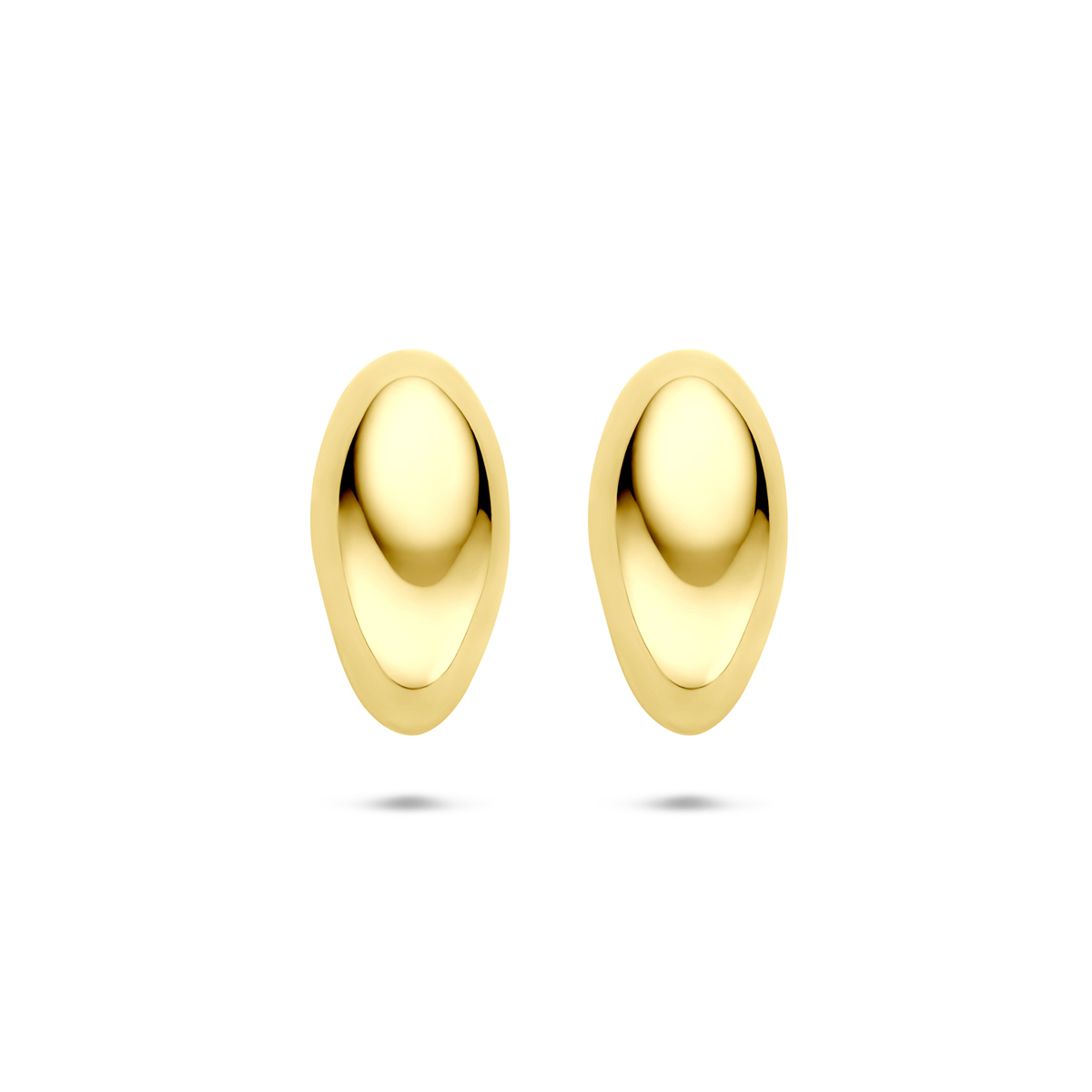 Ovale gold plated oorstekers met glanzende afwerking 10 mm breed - Hoogte 20 mm
