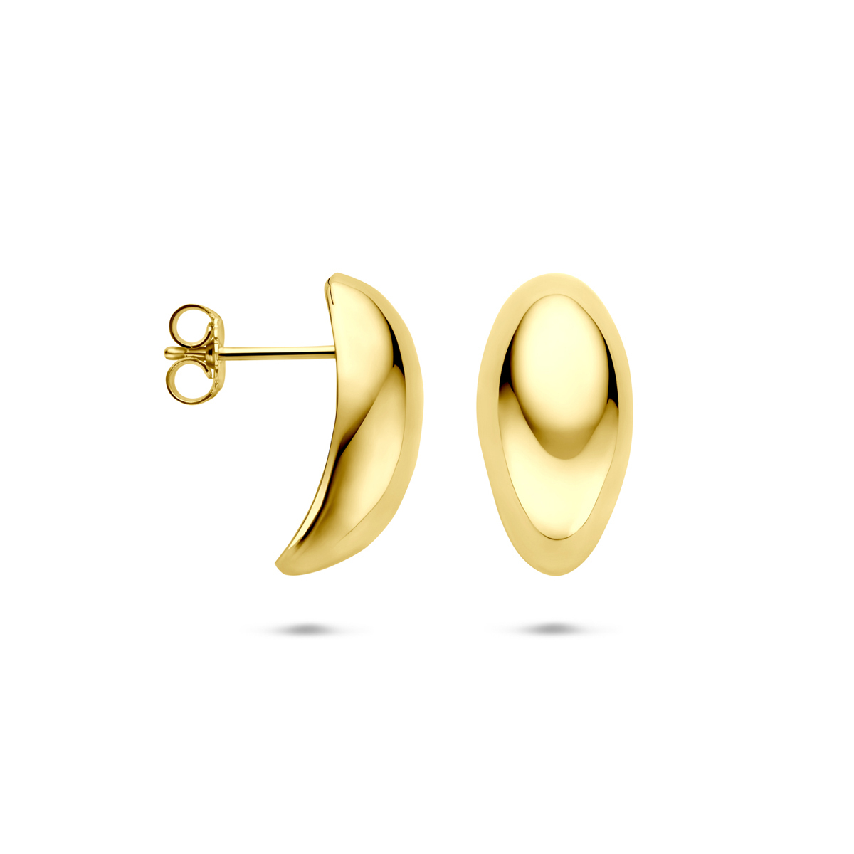 Ovale gold plated oorstekers met glanzende afwerking 10 mm breed - Hoogte 20 mm