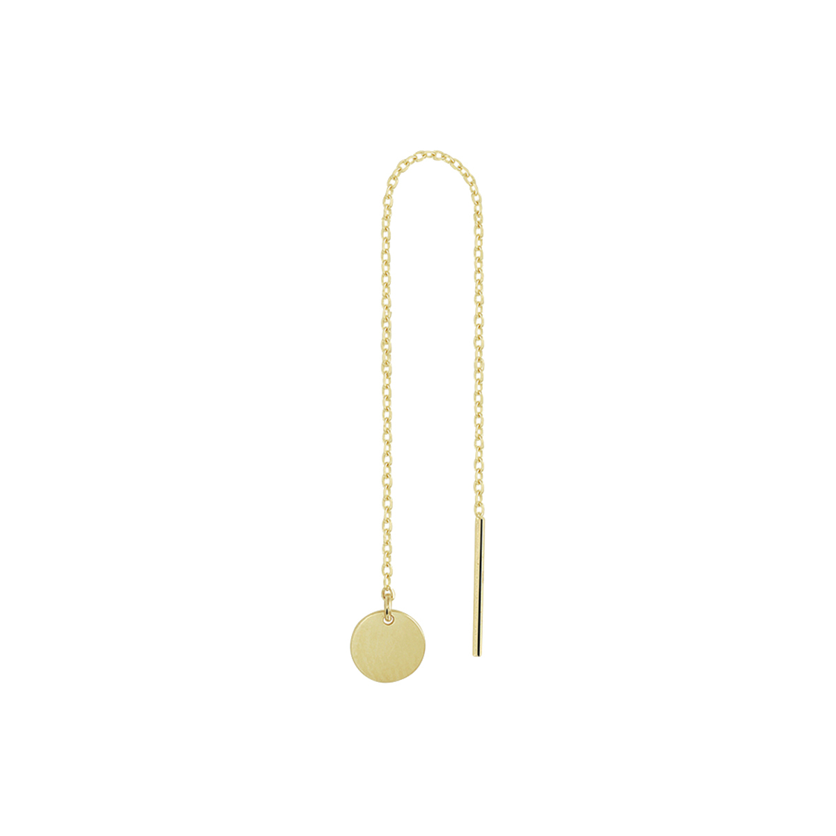 14-karaat gouden doortrekoorbel met ronde hanger - Hoogte 70 mm - Per stuk