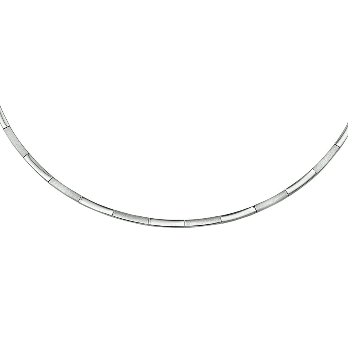 Zilveren ketting matte en glanzende rechthoekige schakels 2.8 mm breed - Lengte 43 cm