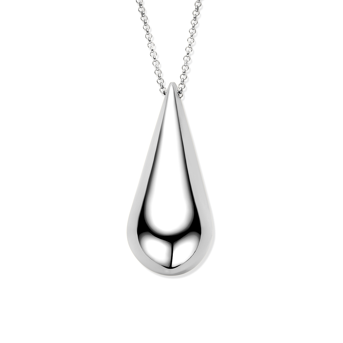 Glanzende zilveren ketting met druppel hanger glanzend 50 mm - Lengte 42-47 cm