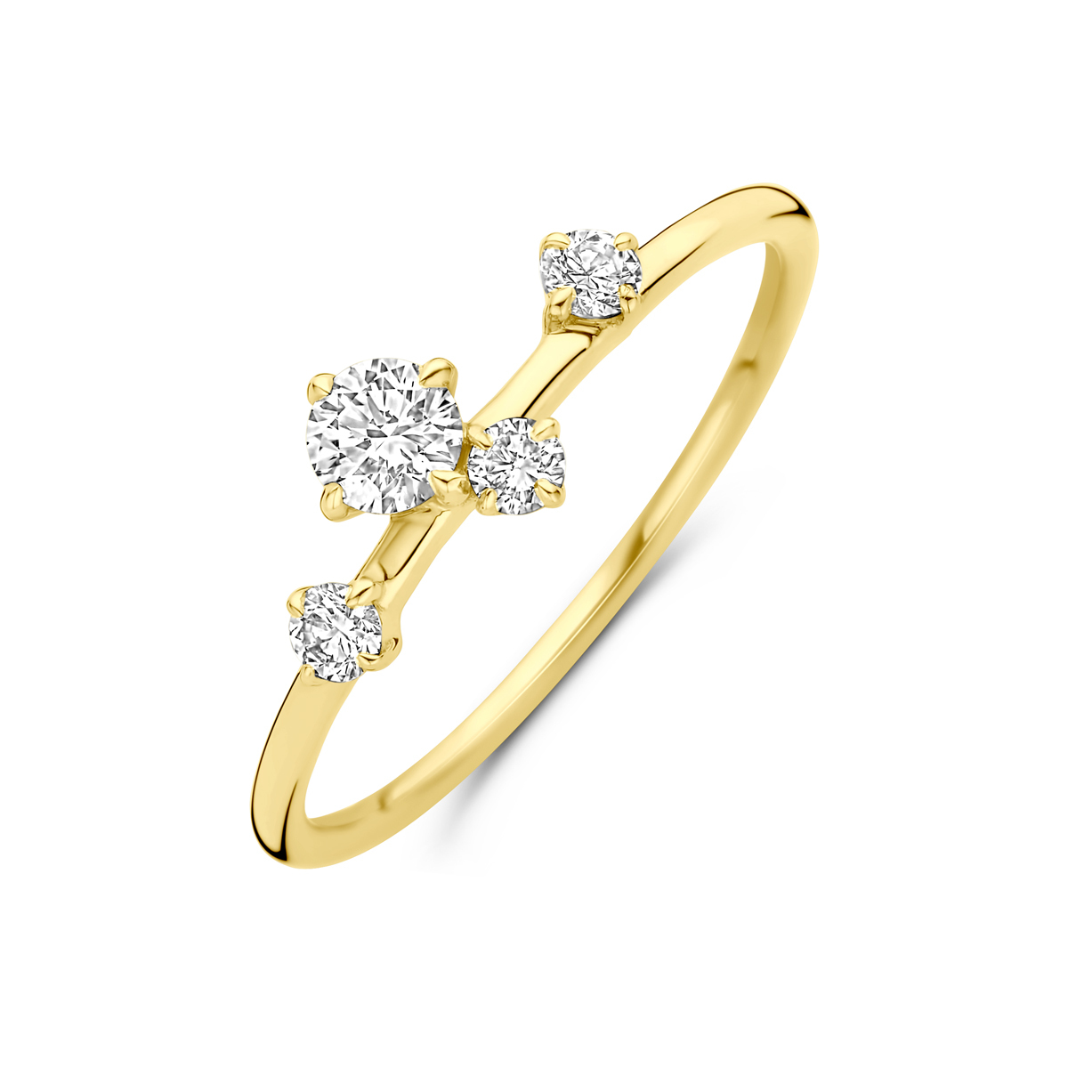 14-karaat gouden ring met lab grown diamanten 0.33 crt speels design 6.5 mm breed