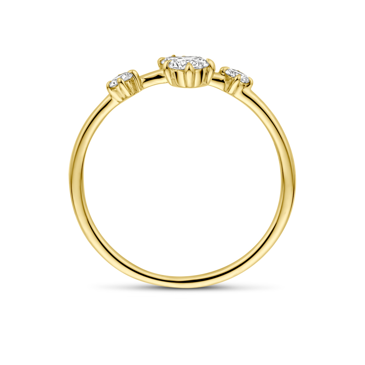 14-karaat gouden ring met lab grown diamanten 0.33 crt speels design 6.5 mm breed