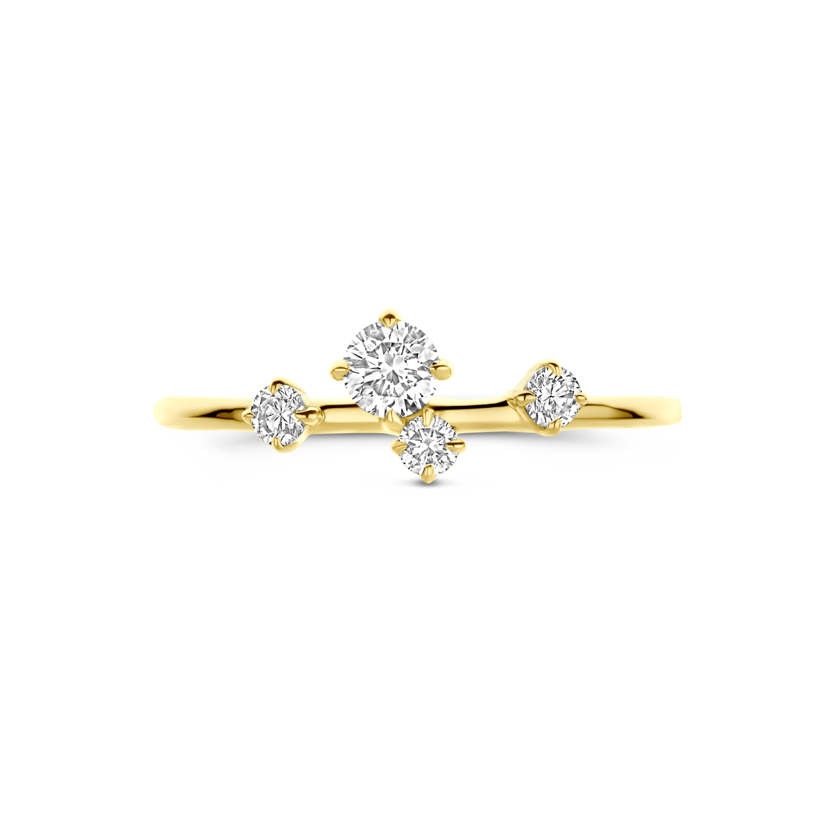 14-karaat gouden ring met lab grown diamanten 0.33 crt speels design 6.5 mm breed