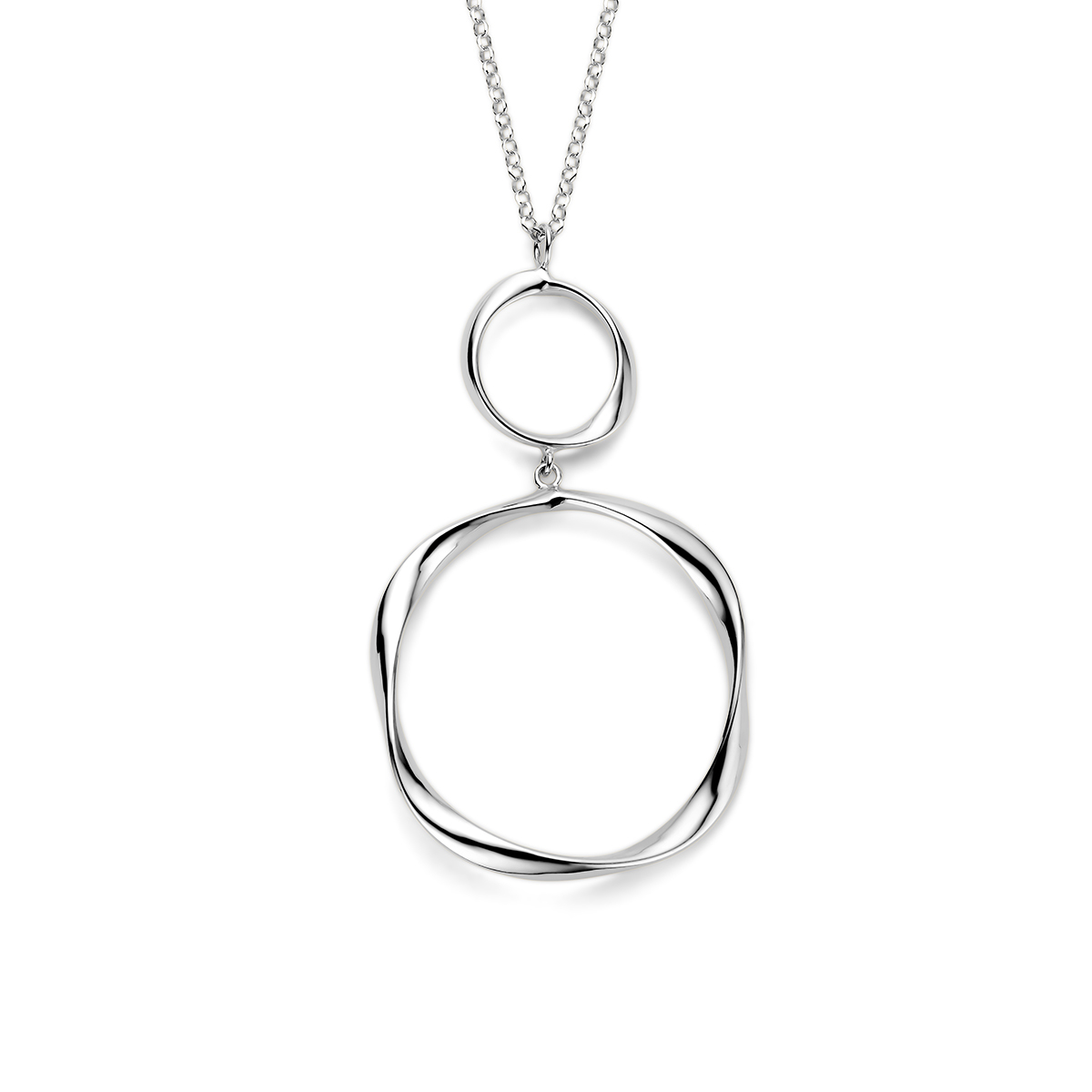 925 zilveren ketting met 2 open gedraaide cirkels 2 mm breed - Lengte 41-45 cm
