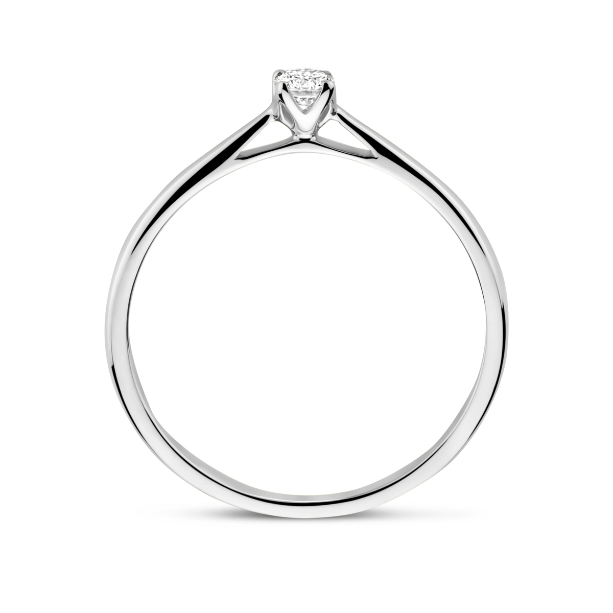 Witgouden solitair ring met briljant geslepen lab grown diamant 0.10 crt 3 mm breed