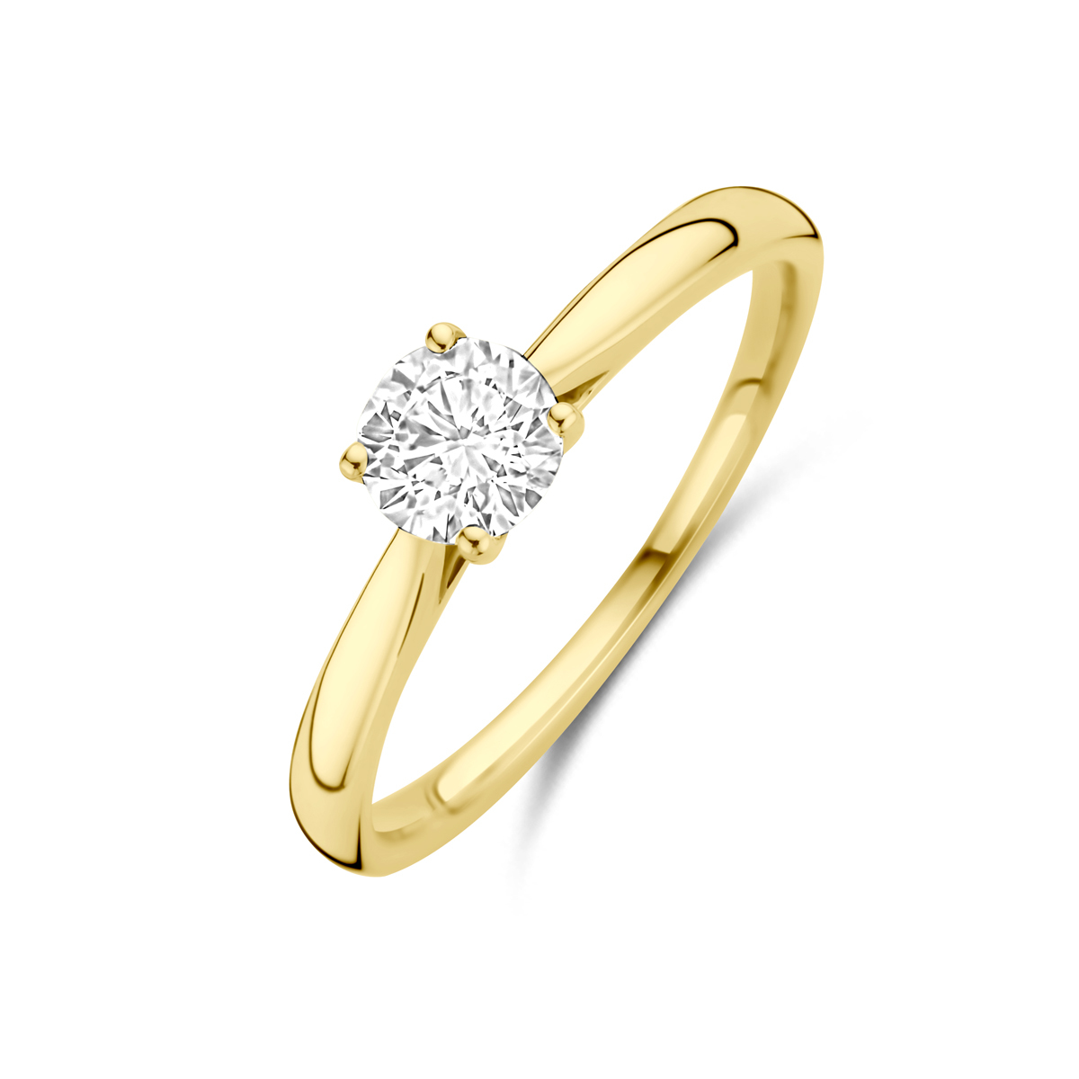 Lab grown diamanten ring van goud en briljant geslepen 0.50 crt diamant 5 mm breed