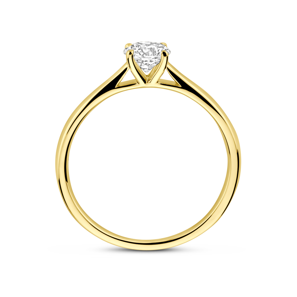 Lab grown diamanten ring van goud en briljant geslepen 0.50 crt diamant 5 mm breed
