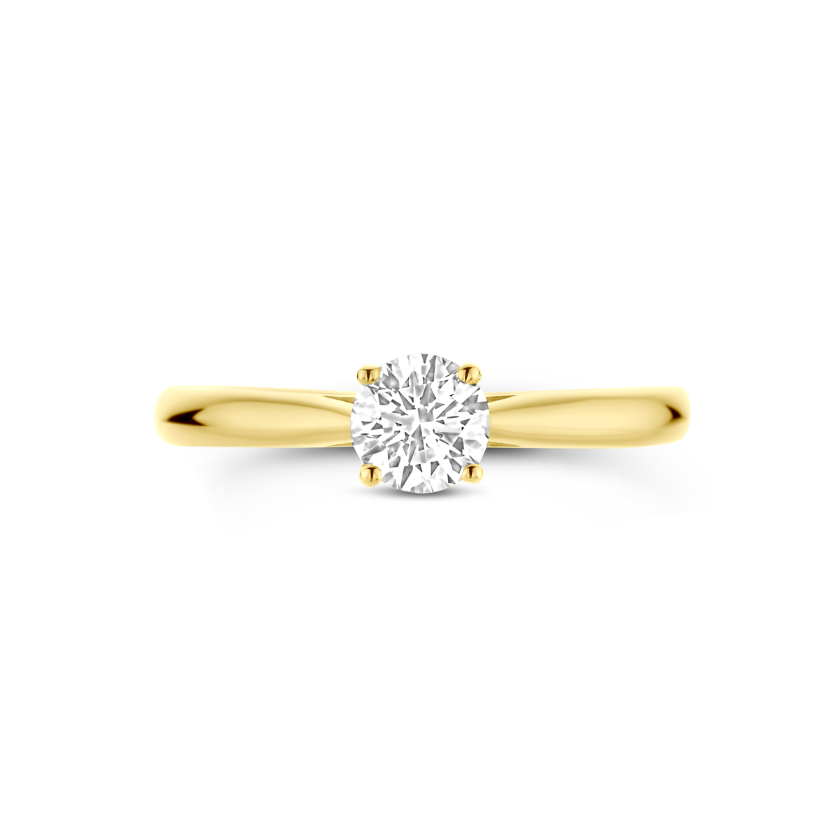 Lab grown diamanten ring van goud en briljant geslepen 0.50 crt diamant 5 mm breed