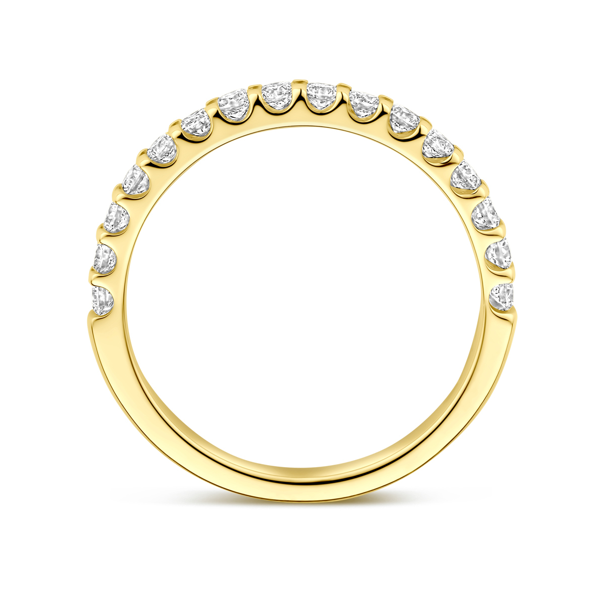 14-karaat gouden memoire ring met lab grown diamanten 0.51 crt 2.5 mm breed