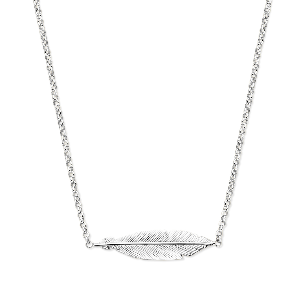 925 zilveren collier met veer hanger glanzend afgewerkt 1.8 mm - Lengte 40.5-43.5 cm