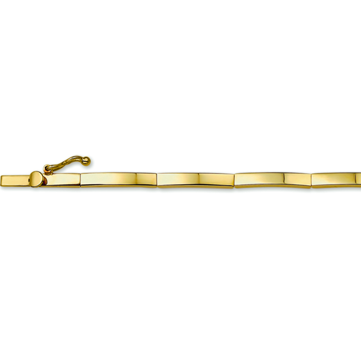 14-karaat gouden schakelarmband met rechthoekige schakels 2.5 mm breed - Lengte 18.5 cm