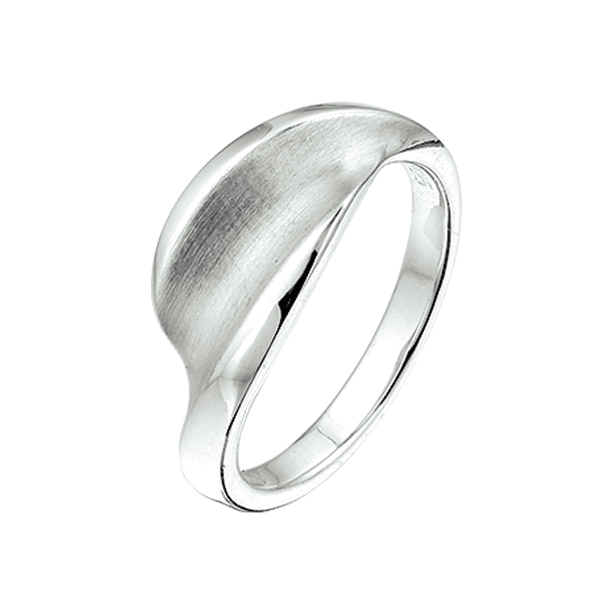 Gerhodineerde zilveren ring met glanzende en matte afwerking 10.5 mm breed