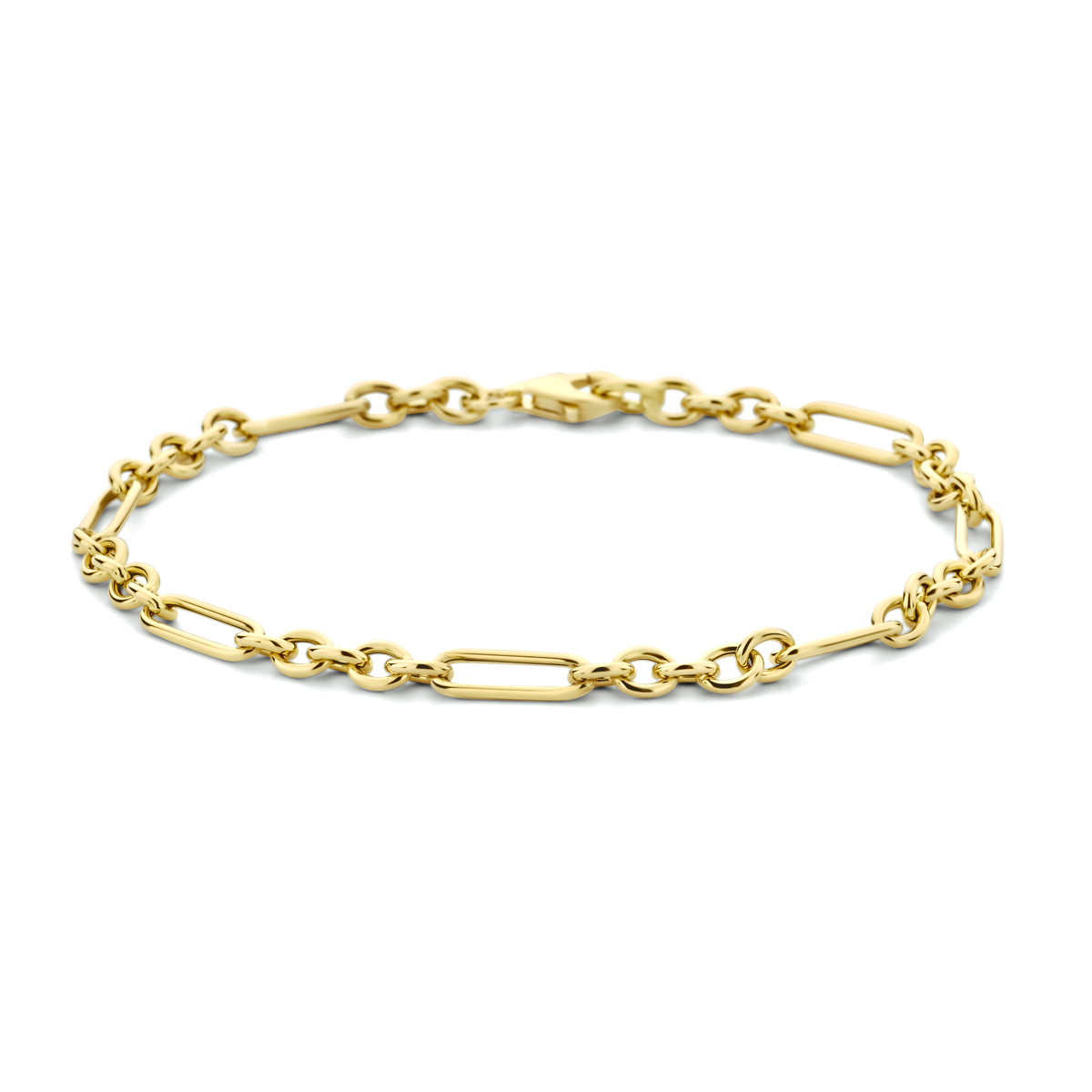 14-karaat gouden schakelarmband met ovale schakels 4 mm breed - Lengte 19 cm
