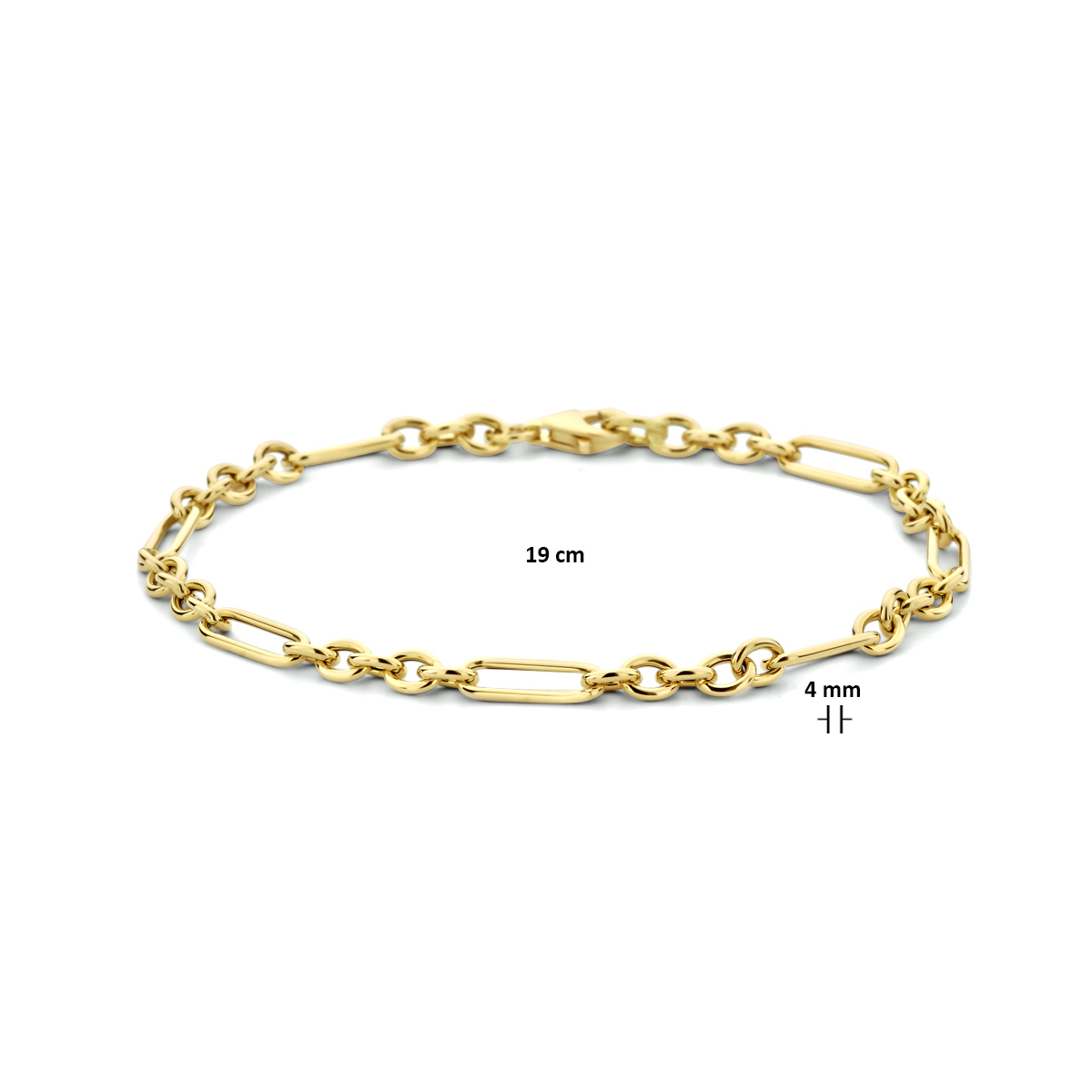 14-karaat gouden schakelarmband met ovale schakels 4 mm breed - Lengte 19 cm