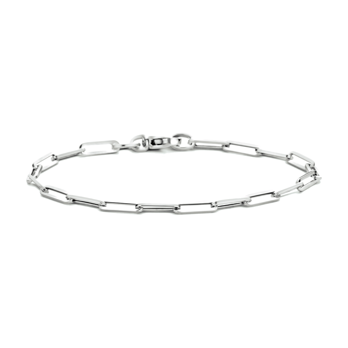 14-karaat witgouden schakelarmband met paperclipschakels 3 mm breed - Lengte 18 cm