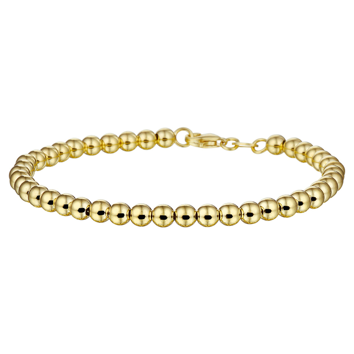 14-karaat gouden schakelarmband met ronde schakels glanzend 4 mm breed - Lengte 18 cm