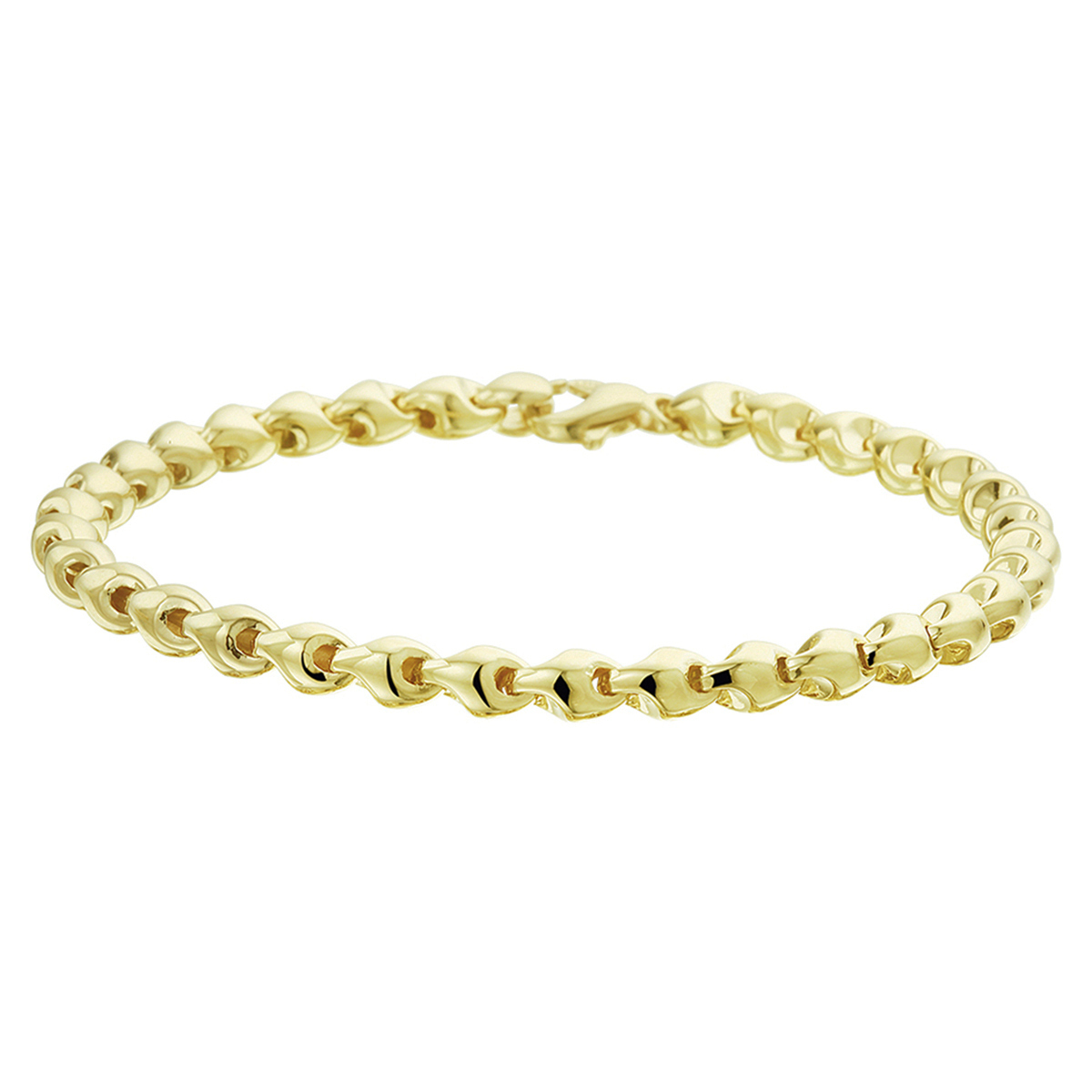 14-karaat gouden schakelarmband met glanzende schakels 5 mm breed - Lengte 19 cm