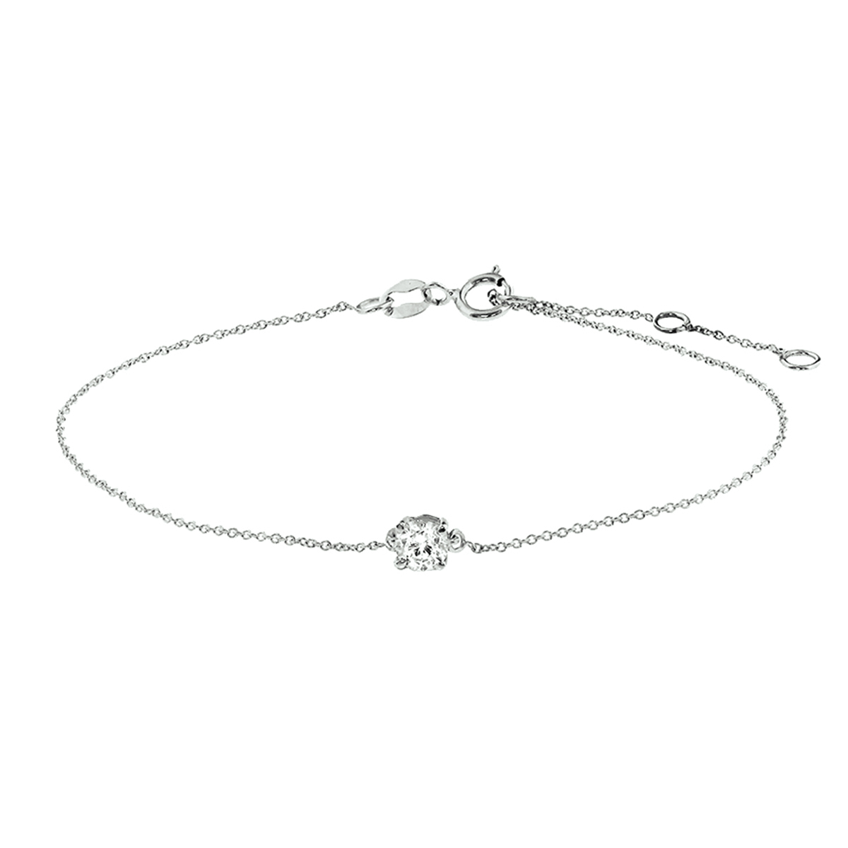 14-karaat witgouden armband met zirkonia anker schakel 0.8 mm breed - Lengte 16.5-17.5-18.5 cm
