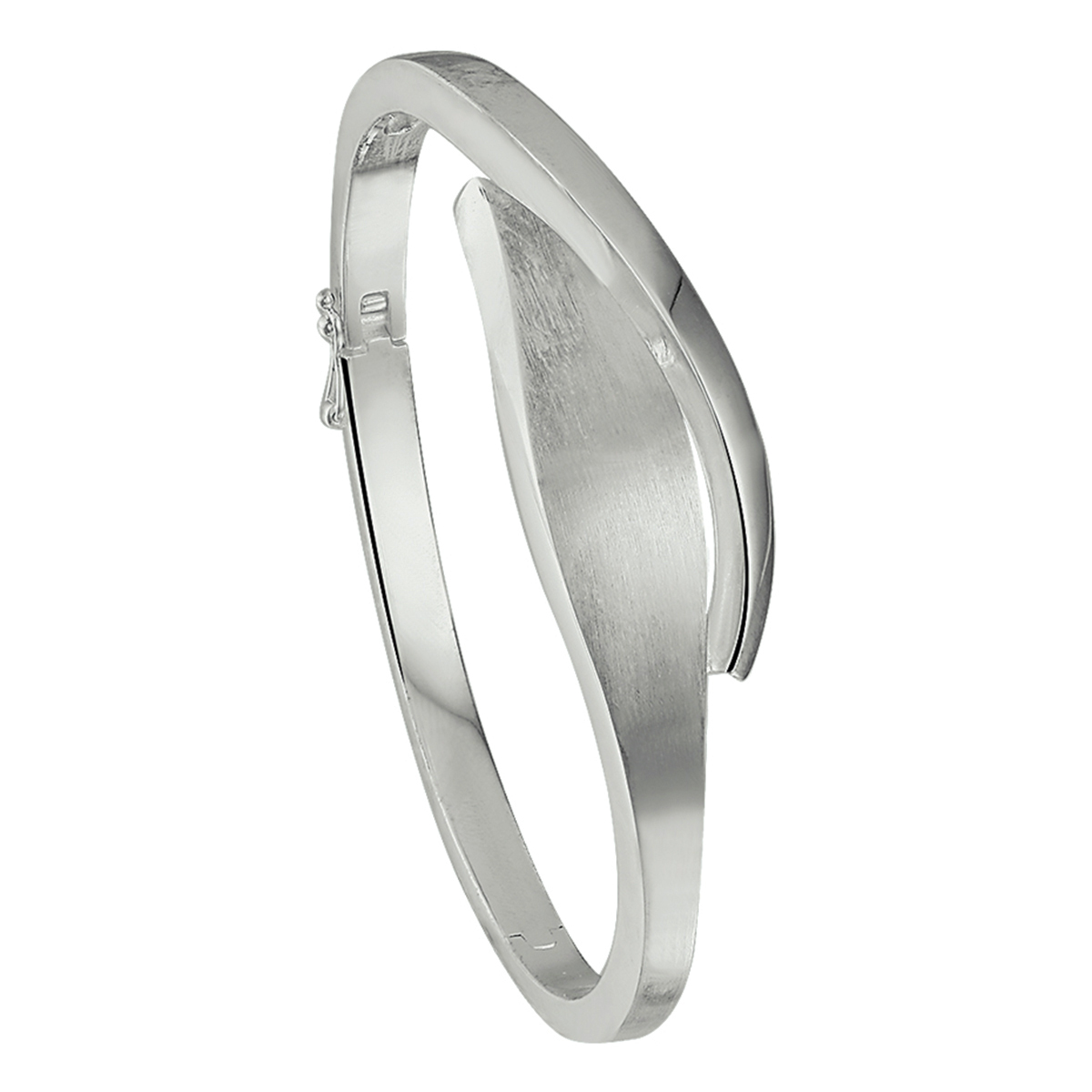 Bangle van 925 zilver met matte en glanzende afwerking 16 mm breed - Diameter 60 mm