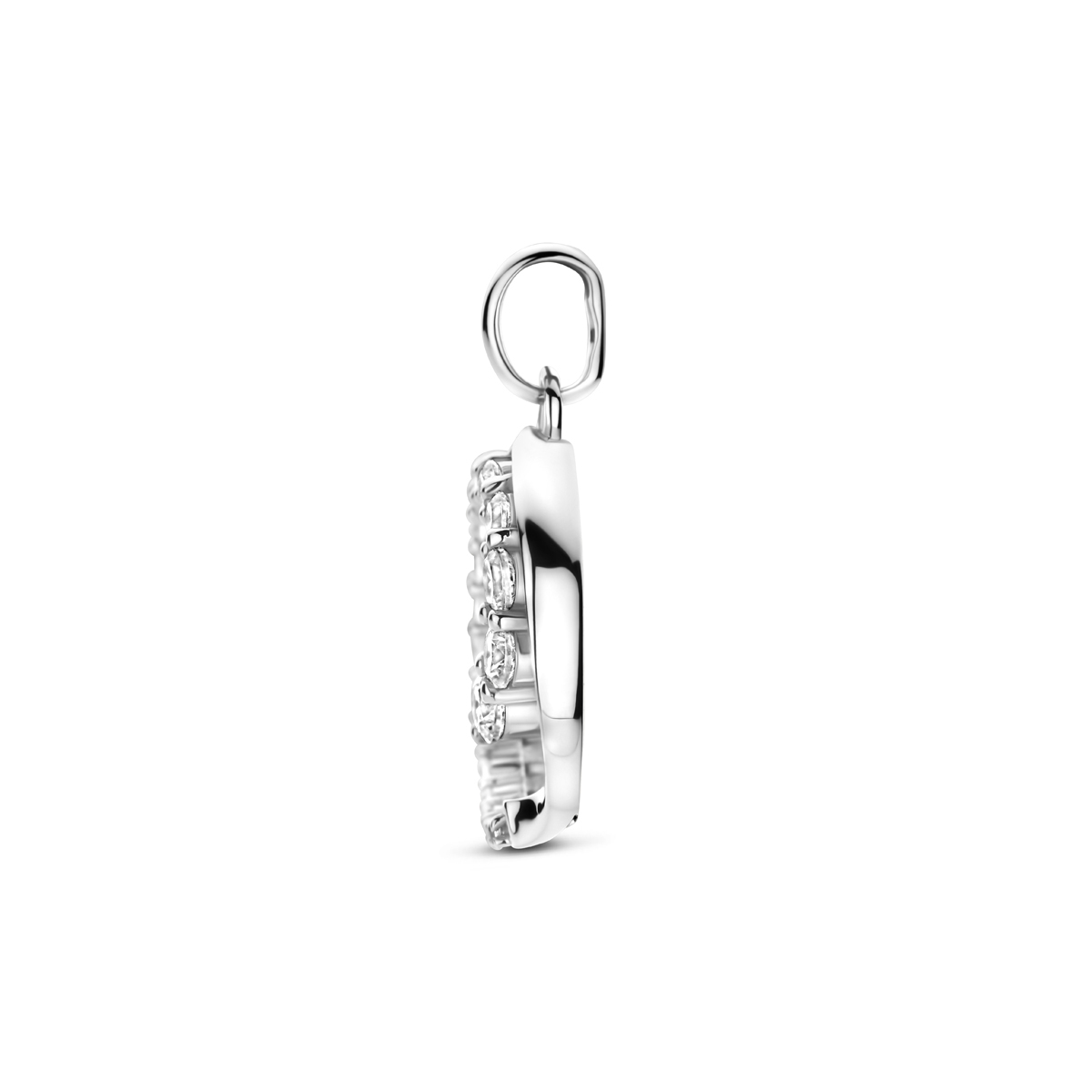 925 zilveren ronde hanger met zirkonia's 14 mm breed - Hoogte 20 mm