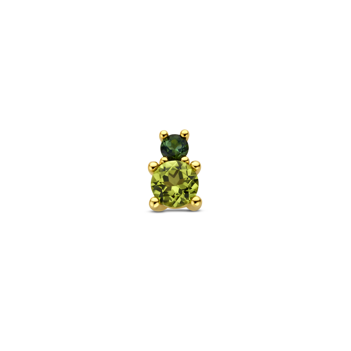 Groene 14-karaat gouden hanger met peridoot en toermalijn 6 mm breed - Hoogte 8.5 mm