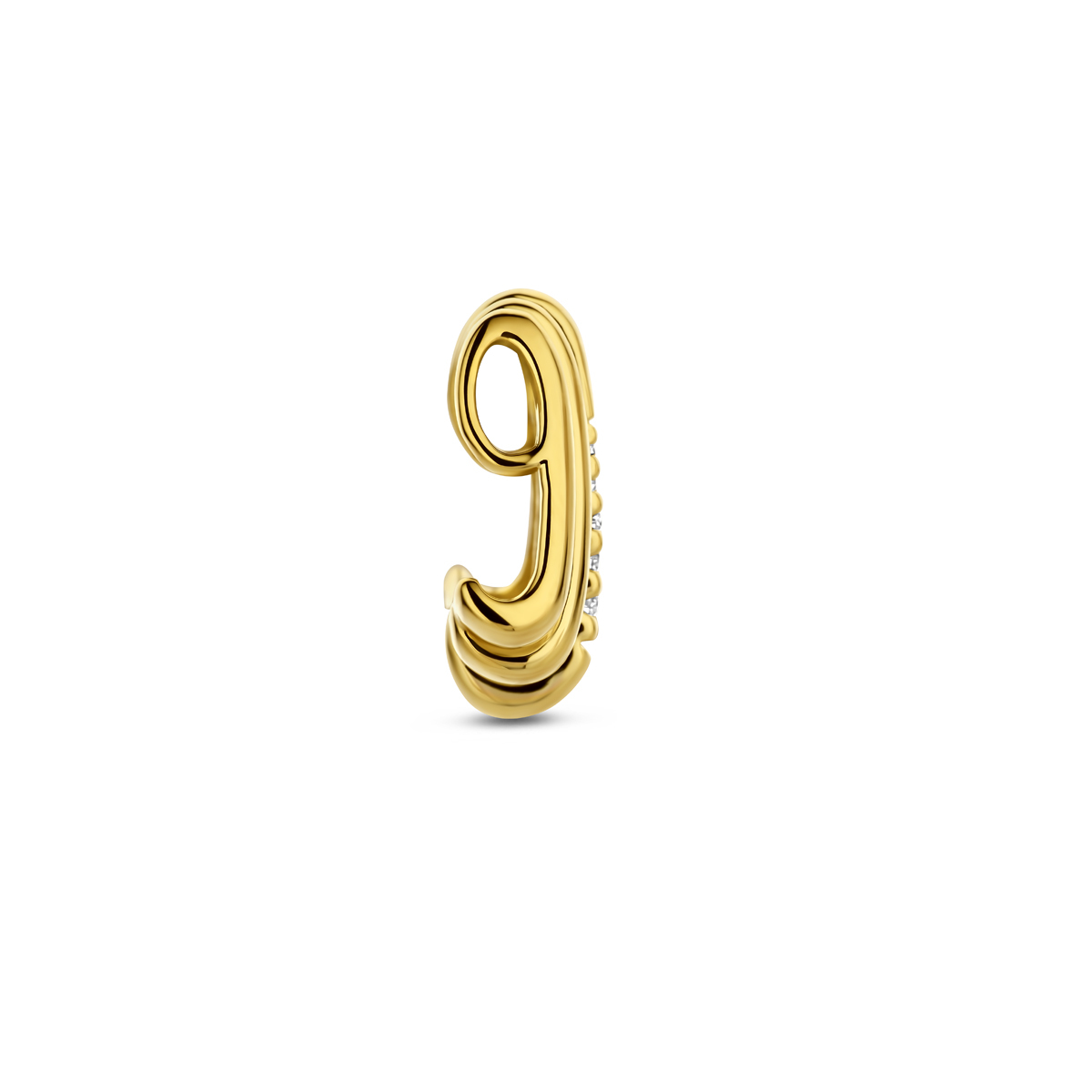 14-karaat gouden hanger met 5 verticale lijnen en diamanten 0.03 crt 13.5 mm breed - Hoogte 4.5 mm