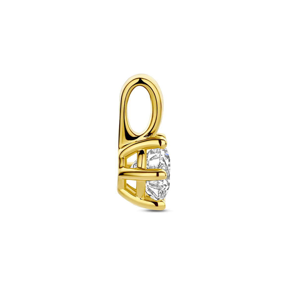 14-karaat gouden hanger met lab grown diamant 1.00 crt 8 mm breed - Hoogte 13 mm