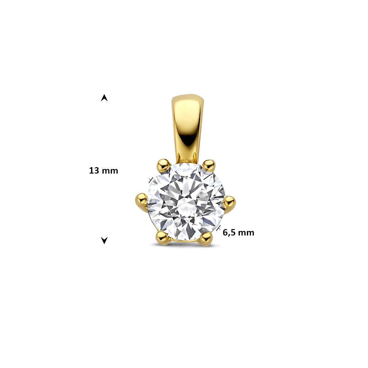 14-karaat gouden hanger met lab grown diamant 1.00 crt 8 mm breed - Hoogte 13 mm