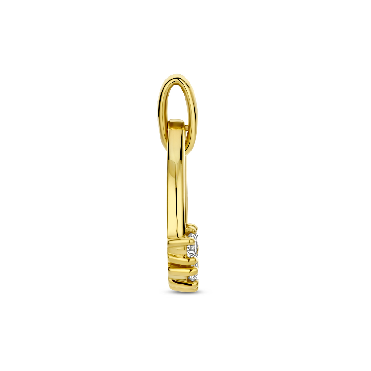 Druppel 14-karaat gouden hanger met 5 lab grown diamanten 0.32 crt 13.5 mm breed - Hoogte 19 mm