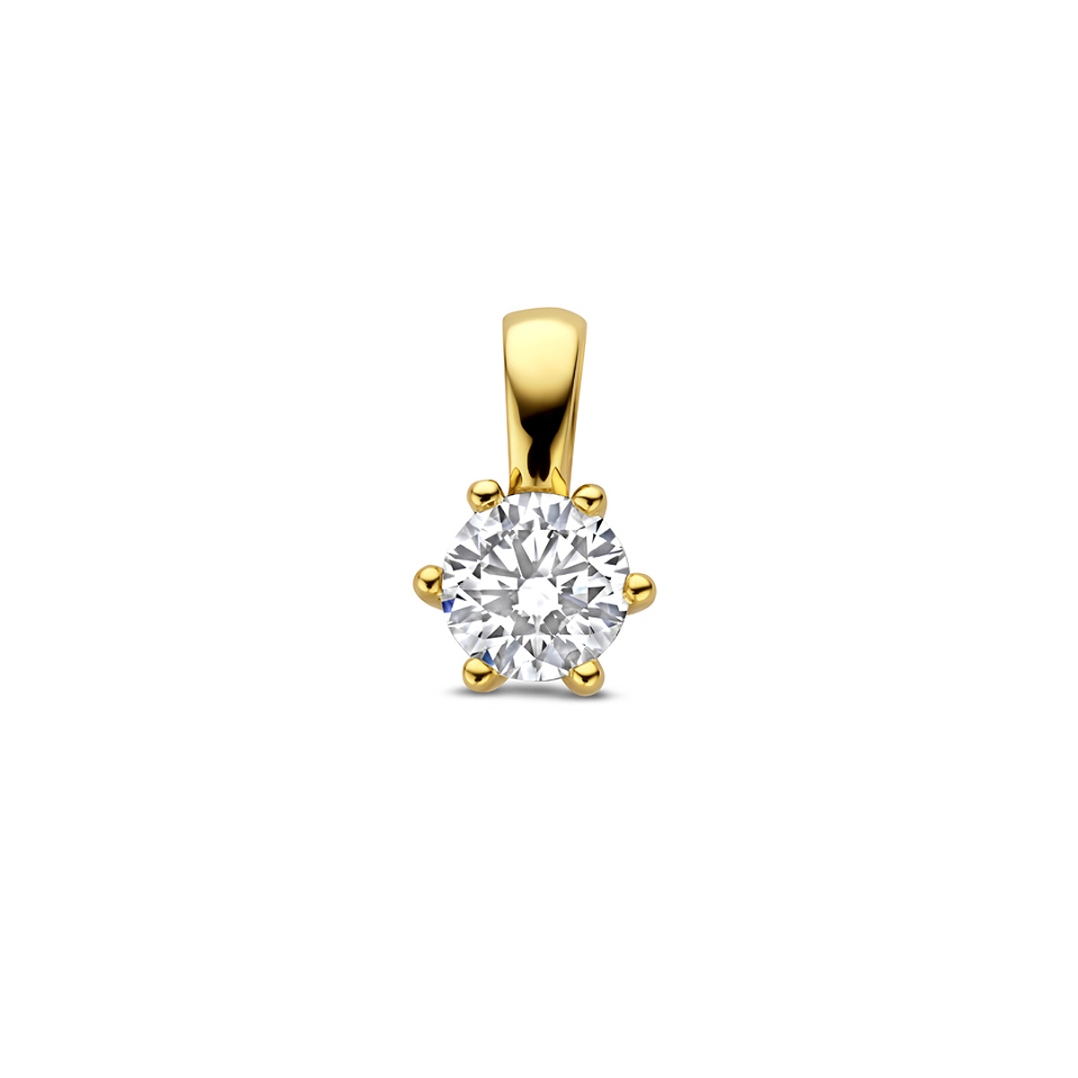 14-karaat gouden hanger met lab grown diamant 0.50 crt 7 mm breed - Hoogte 11.5 mm