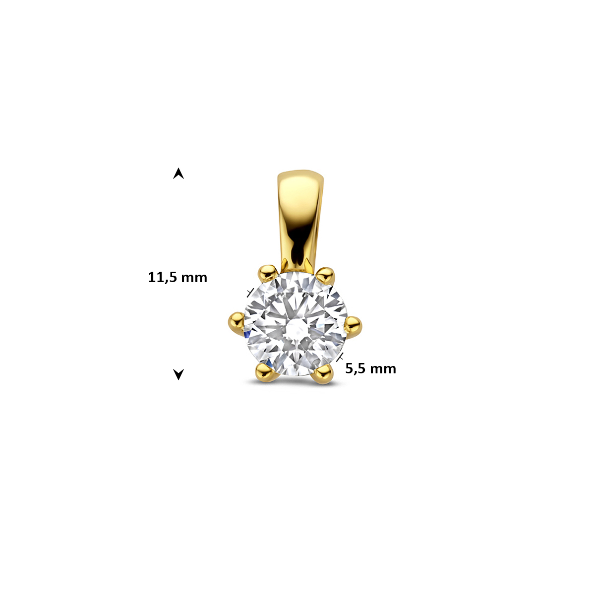 14-karaat gouden hanger met lab grown diamant 0.50 crt 7 mm breed - Hoogte 11.5 mm