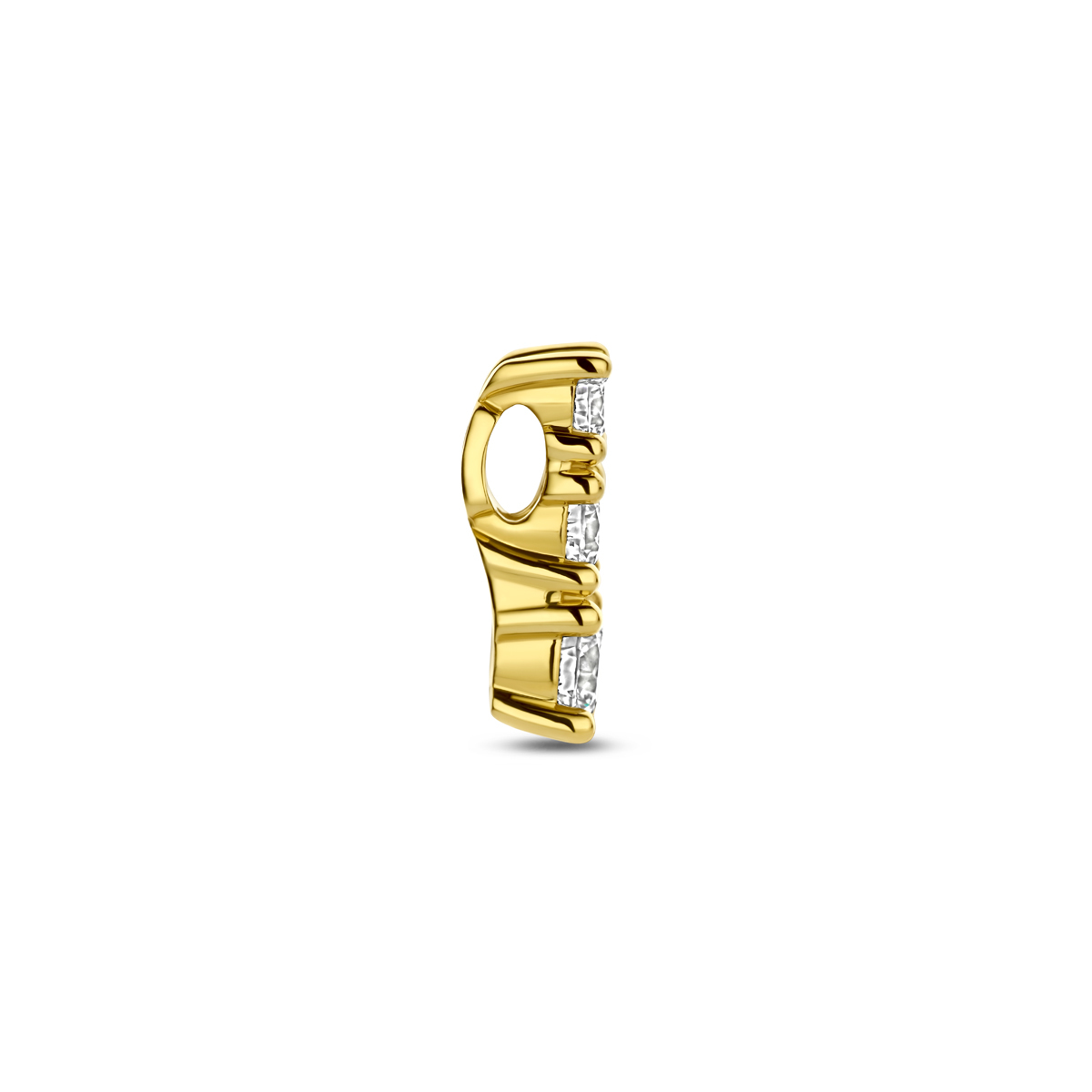 14-karaat gouden hanger met drie lab grown diamanten 0.50 crt 4.5 mm breed - Hoogte 12.5 mm