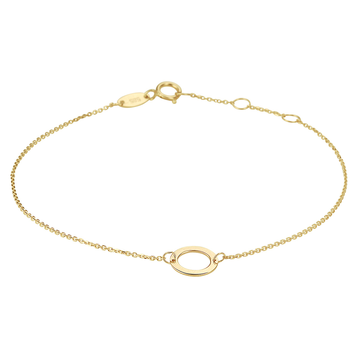 14-karaat gouden schakelarmband met ankerschakel glanzend 8 mm breed - Lengte 16.5-17.5-18.5 cm