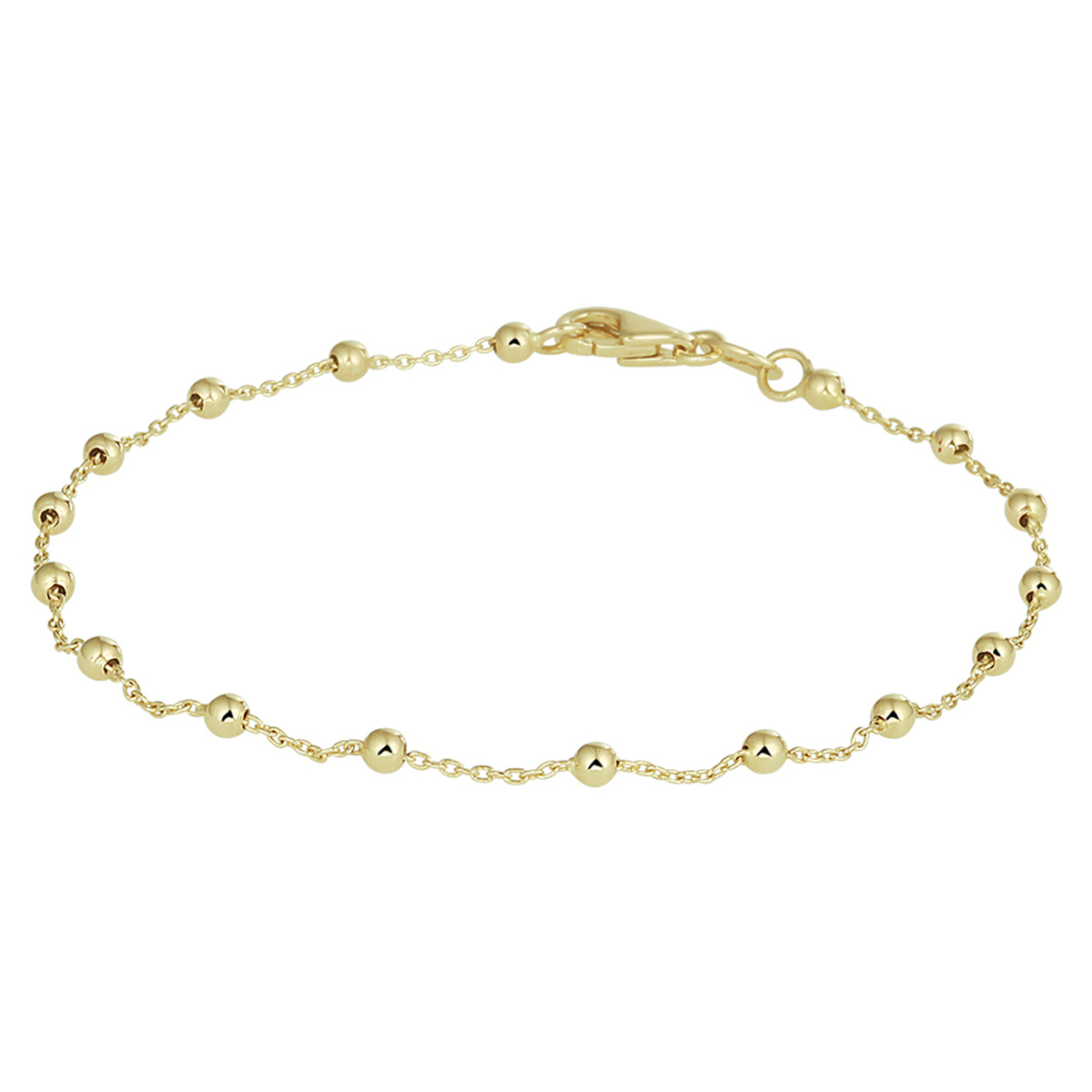 14-karaat gouden schakelschakelarmband met ronde bolletjes 2.3 mm breed - Lengte 18 cm