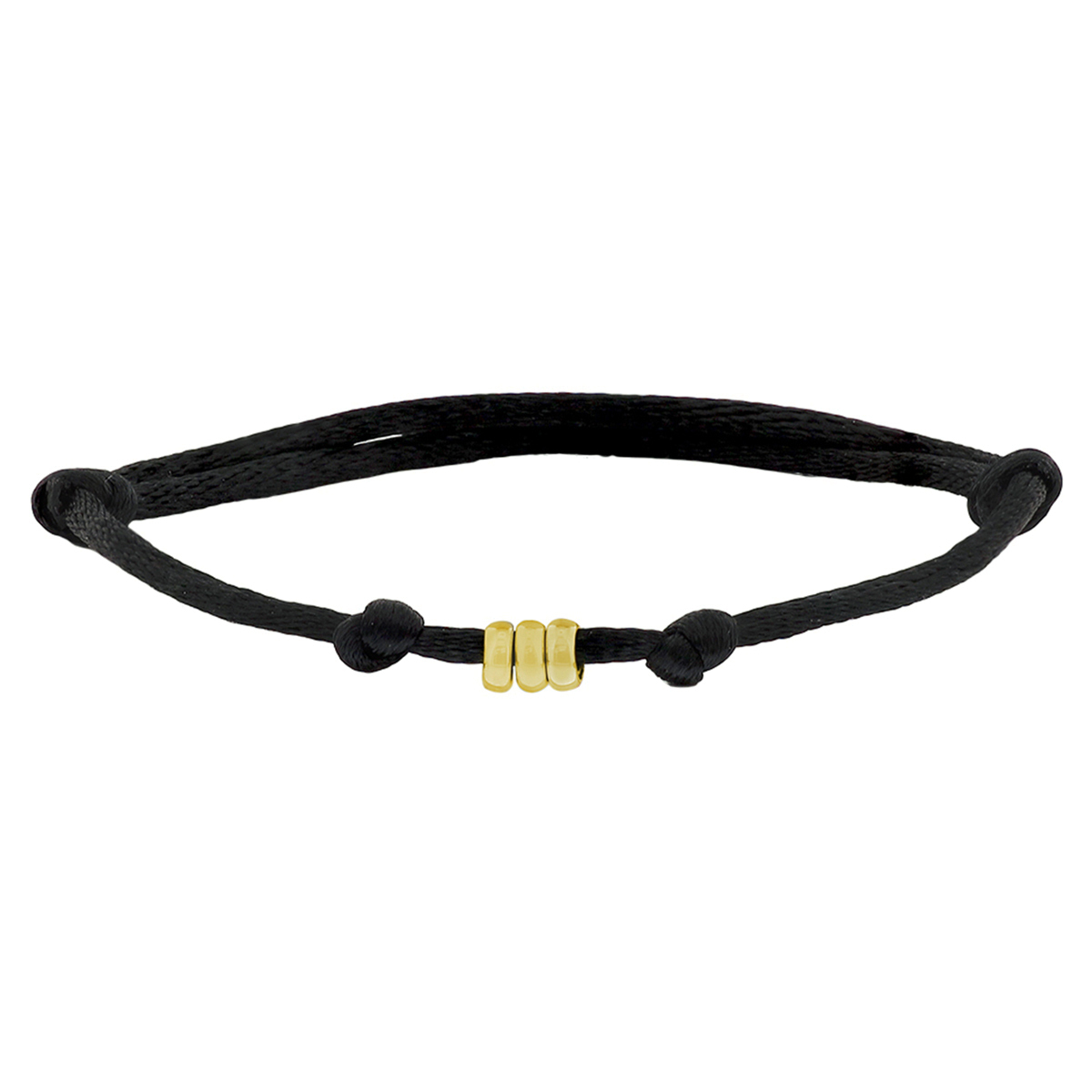 Zwarte en gouden 14-karaat koordarmband voor kinderen 4.5 mm breed - Lengte 11-19 cm